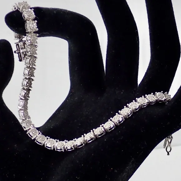 Kiran Jewelry Diamond Designer Krn Kiran Singed 925 Sterling Silver Tennis Chain Bracelet 75 Poshmark